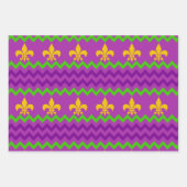 PURPLE GREEN YELLOW MARDI GRAS PATTERNS ラッピングペーパーシート (正面)