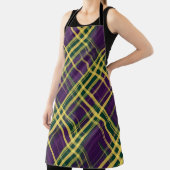 PURPLE GREEN YELLOW MARDI GRAS PLAID PATTERN エプロン (インサイチュ)