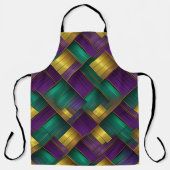 PURPLE GREEN YELLOW MARDI GRAS WEAVE PATTERN エプロン (正面)