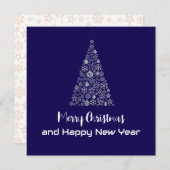 Purple greeting card Merry Christmas New Year tree シーズンカード (正面/裏面)