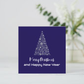 Purple greeting card Merry Christmas New Year tree シーズンカード (スタンド正面)