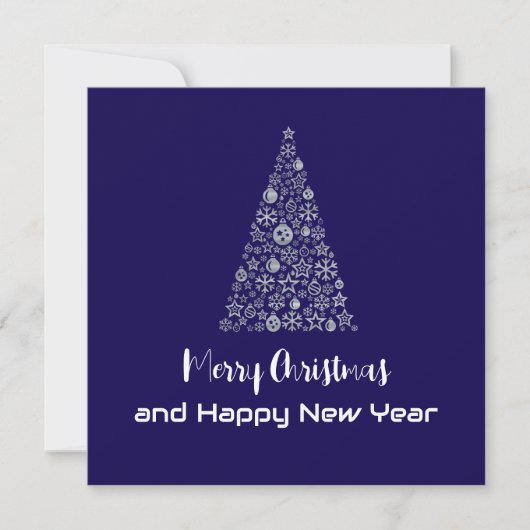Purple greeting card Merry Christmas New Year tree シーズンカード (正面)