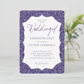 Purple Grey Damask Wedding Invitation 招待状 (スタンド正面)