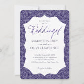 Purple Grey Damask Wedding Invitation 招待状 (正面)