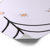 Purple Groovy Ghost Birthday Welcome Sign ポスター (角)