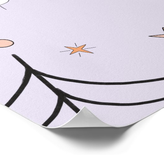 Purple Groovy Ghost Birthday Welcome Sign ポスター (角)