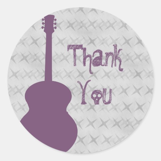 Purple Guitar グランジ Thank You Stickers ラウンドシール (正面)