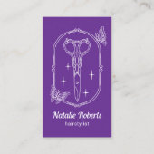 Purple Hair Stylist Cute Scissor & Butterfly Salon 名刺 (正面)
