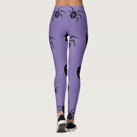 Purple Halloween Leggings with creatures booo レギンス (裏面)