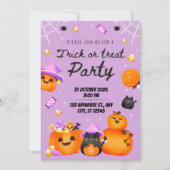 Purple Halloween Trick or Treat Party Invitation 招待状 (正面)