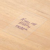Purple happy 21st birthday name date Keychain アクリル招待状 (レイダウン)