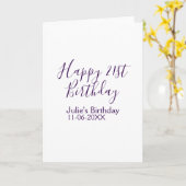 Purple happy 21st birthday name date Keychain カード (黄色い花)