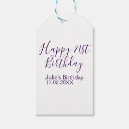 Purple happy 21st birthday name date Keychain ギフトタグ