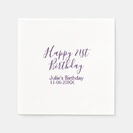 Purple happy 21st birthday name date Keychain スタンダードカクテルナプキン