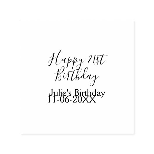 Purple happy 21st birthday name date Keychain セルフインキングスタンプ (デザイン)