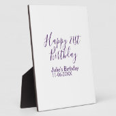 Purple happy 21st birthday name date Keychain フォトプラーク (側面)