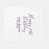 Purple happy 21st birthday name date Keychain フリースブランケット (正面(横))