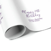 Purple happy 21st birthday name date Keychain ラッピングペーパー (ロールコーナー)