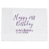 Purple happy 21st birthday name date Keychain ラージペーパーバッグ (裏面)