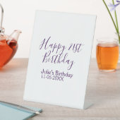 Purple happy 21st birthday name date Keychain 台座サイン (インサイチュ)