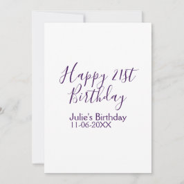 Purple happy 21st birthday name date Keychain 招待状