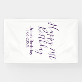 Purple happy 21st birthday name date Keychain 横断幕