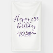 Purple happy 21st birthday name date Keychain 横断幕 (縦)