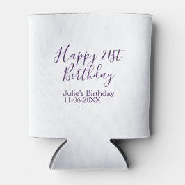 Purple happy 21st birthday name date Keychain 缶クーラー