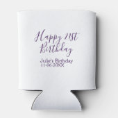 Purple happy 21st birthday name date Keychain 缶クーラー (裏面)