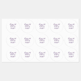 Purple happy 21th birthday name date Keychain ラベル