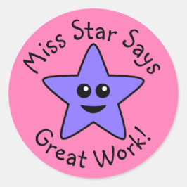 Purple Happy Star 素晴らし Workスタンプ ラウンドシール