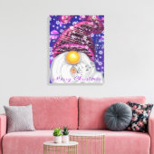 Purple Hat Canvas Printにハッピークリスマス格言 キャンバスプリント (インサイチュ (リビング))