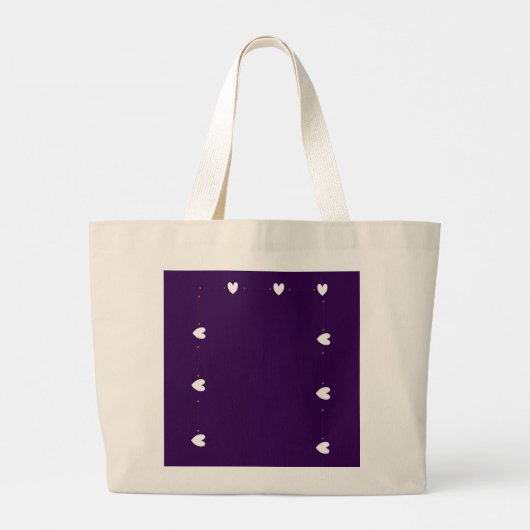Purple Heart Tote Bag – Minimal Aesthetic Reusable ラージトートバッグ (裏面)