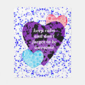 Purple heart vibrant red love フリースブランケット (正面)