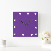 Purple Heart Wall Clock – Minimal Aesthetic Home  スクエア壁時計 (ホーム)
