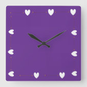Purple Heart Wall Clock – Minimal Aesthetic Home  スクエア壁時計 (正面)