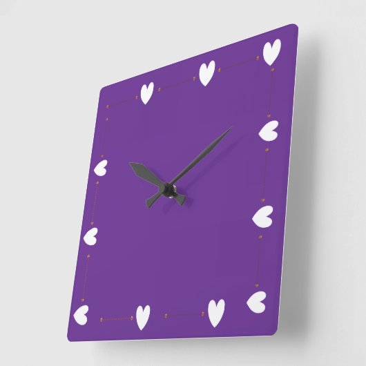Purple Heart Wall Clock – Minimal Aesthetic Home  スクエア壁時計 (傾斜)