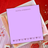 Purple Hearts & Bows Valentines Day Personalized ノートパッド