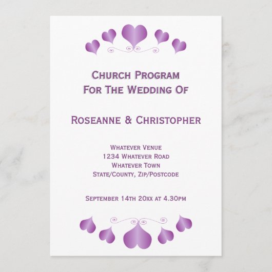 Purple Hearts Design Wedding プログラム (正面)