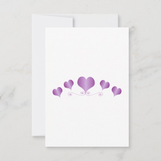 Purple Hearts Design Wedding 出欠カード (裏面)