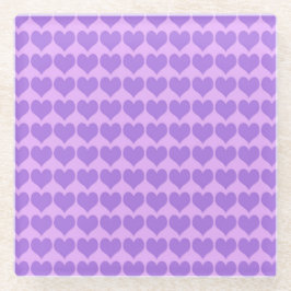Purple Hearts Seamless Pattern ガラスコースター