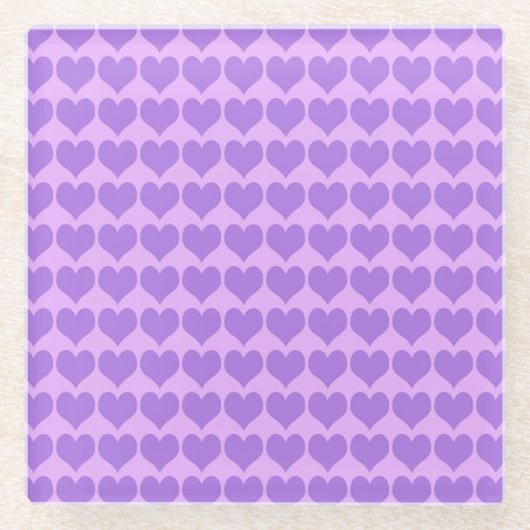 Purple Hearts Seamless Pattern ガラスコースター (正面)