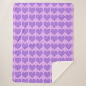 Purple Hearts Seamless Pattern シェルパブランケット (正面)