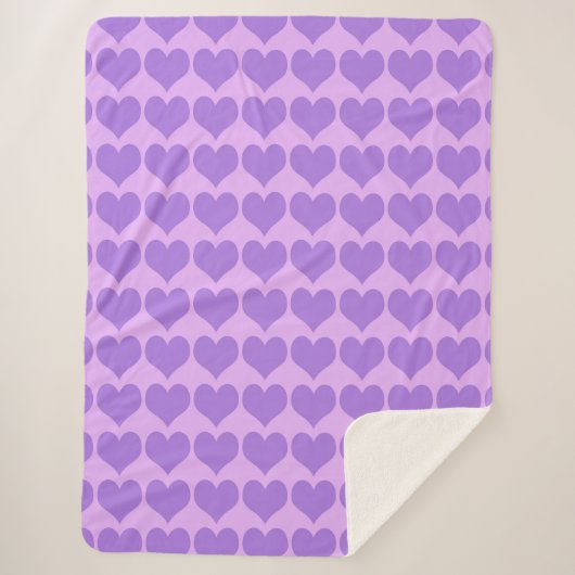 Purple Hearts Seamless Pattern シェルパブランケット (正面)