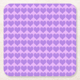 Purple Hearts Seamless Pattern スクエアペーパーコースター