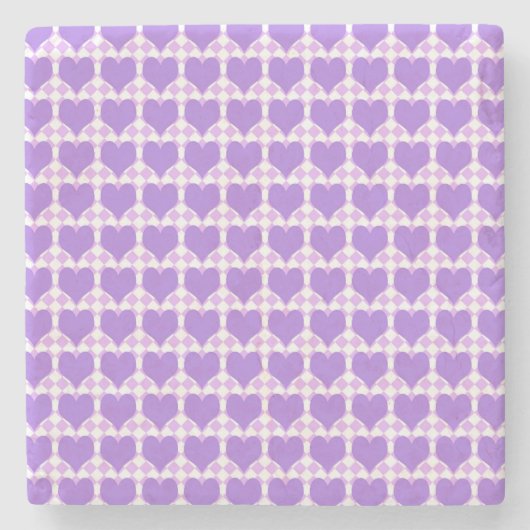 Purple Hearts Seamless Pattern ストーンコースター (正面)