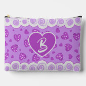 Purple Hearts With Dots And Swirls アクセサリーポーチ (正面)