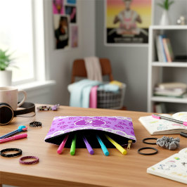 Purple Hearts With Dots And Swirls アクセサリーポーチ