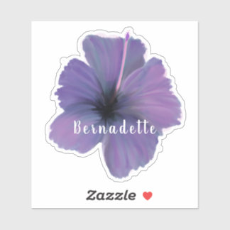 Purple Hibiscus flower name sticker シール