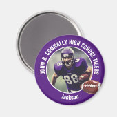 Purple High School Football Player Photo マグネット (正面/裏面)